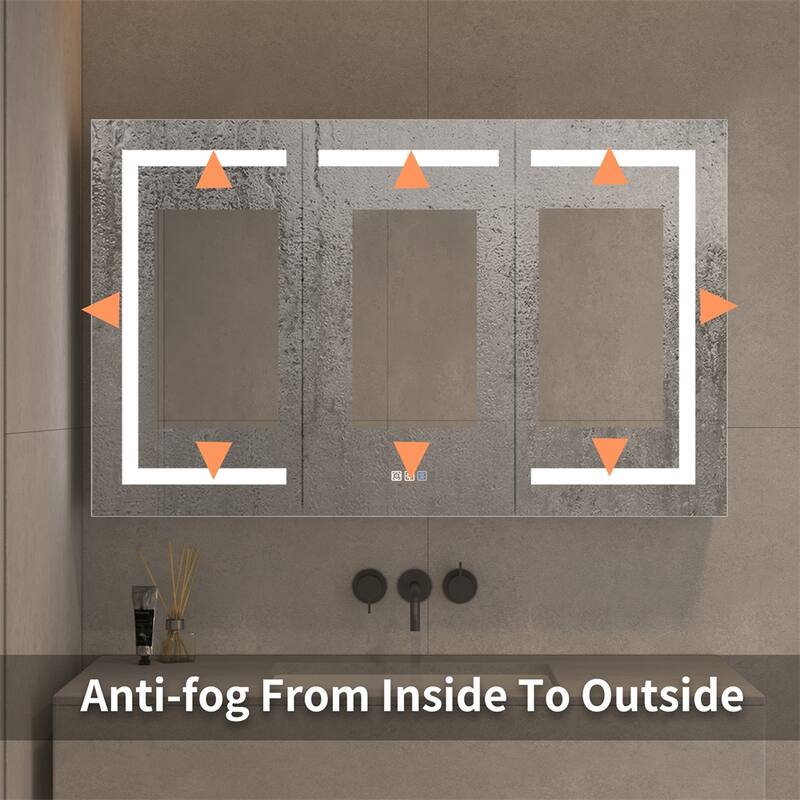 48"x 30"Lighted Medicine with 3Sided Mirror and Outlets N/A